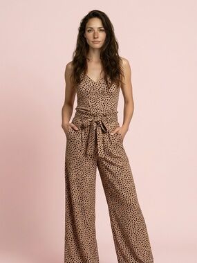 Easel Leopard Print Smocked Waist Wide Leg Pants – Size Medium